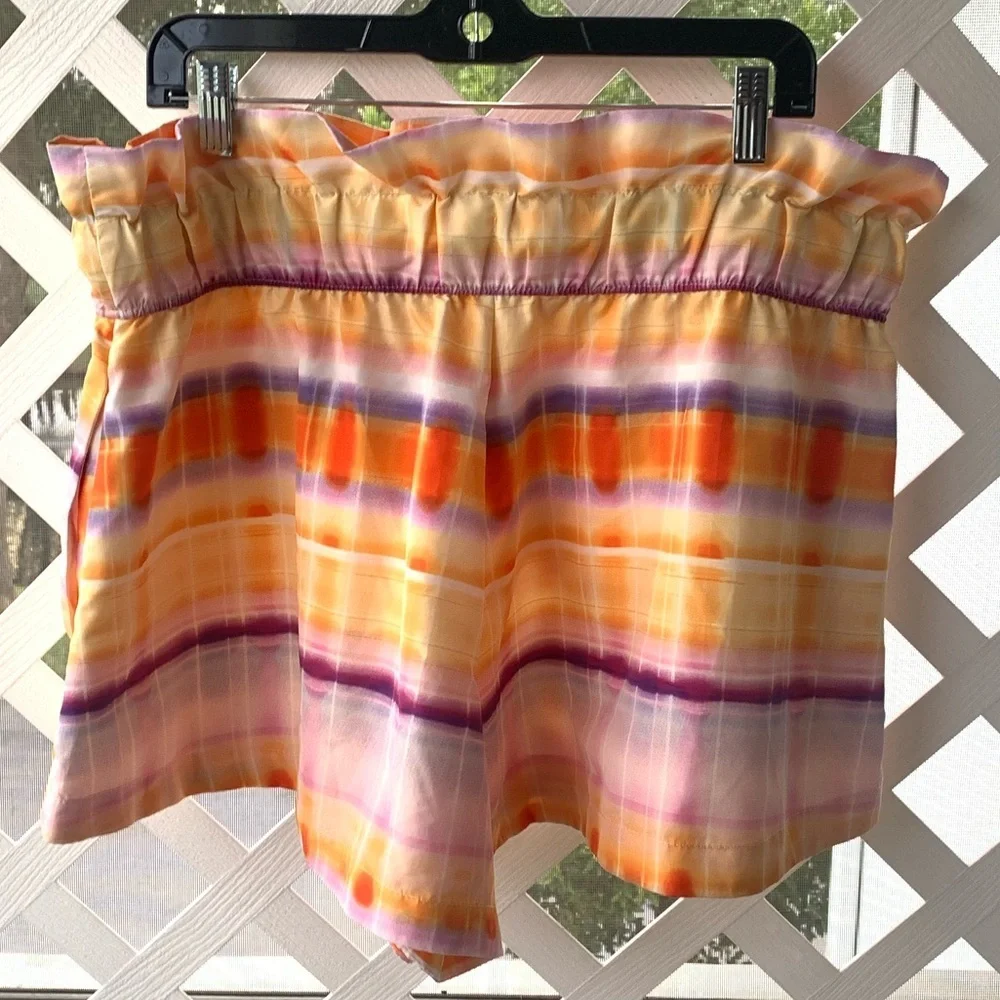 Future Collective Pastel Stripe Tie-Waist Paperbag Shorts